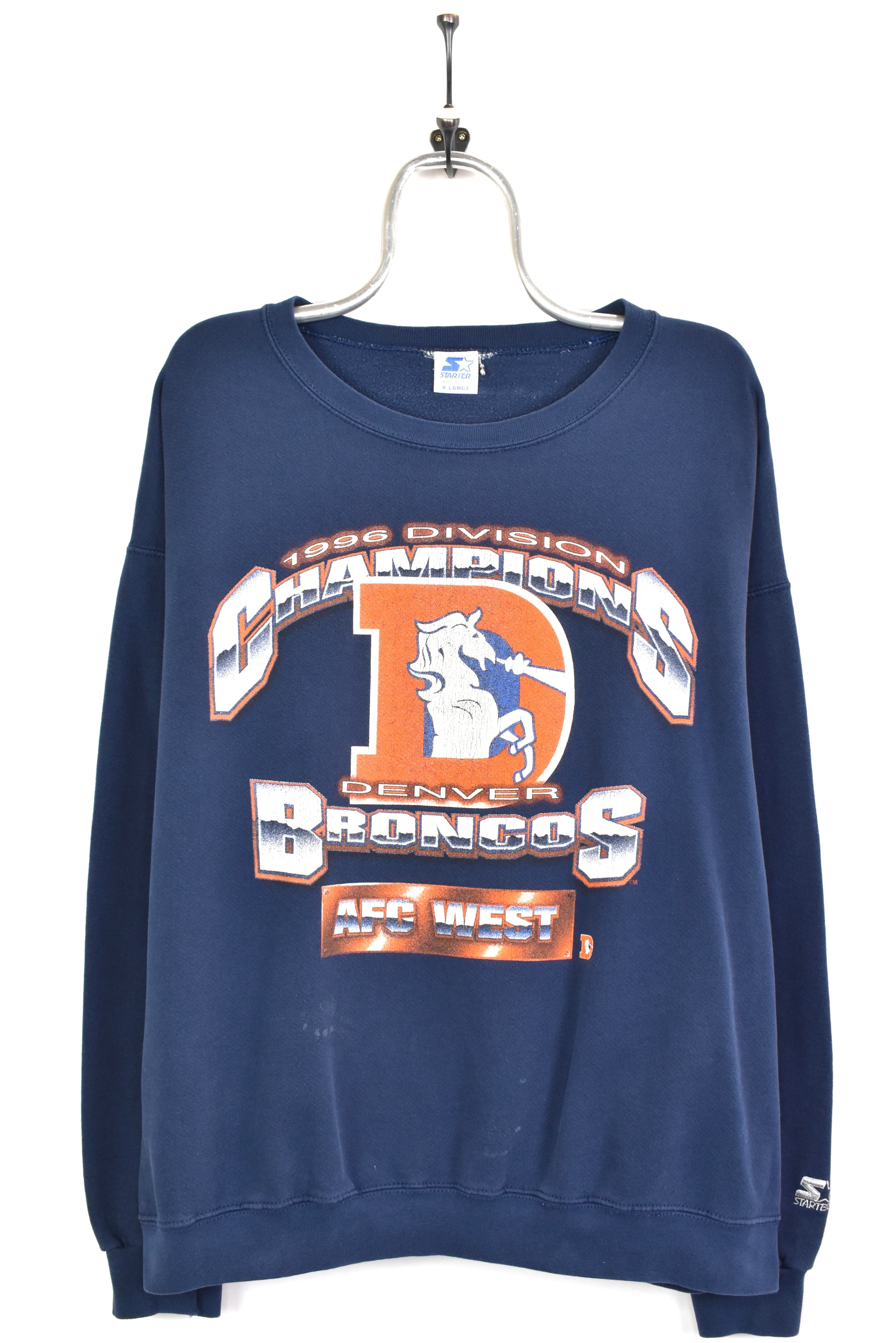 Vintage Denver Broncos sweatshirt, NFL navy blue graphic crewneck - AU XL PRO SPORT