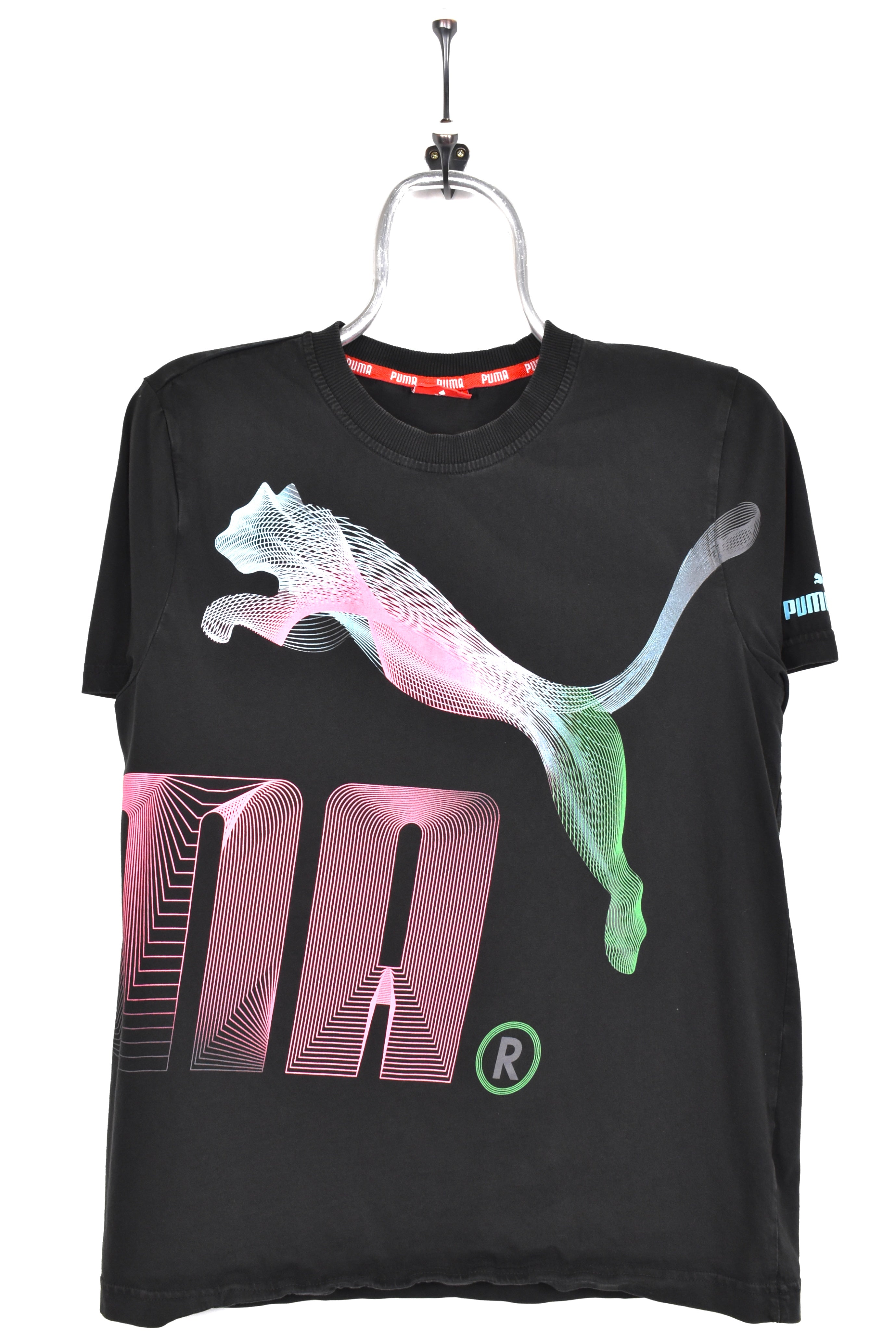 Women's modern Puma shirt, black graphic tee - AU S PUMA