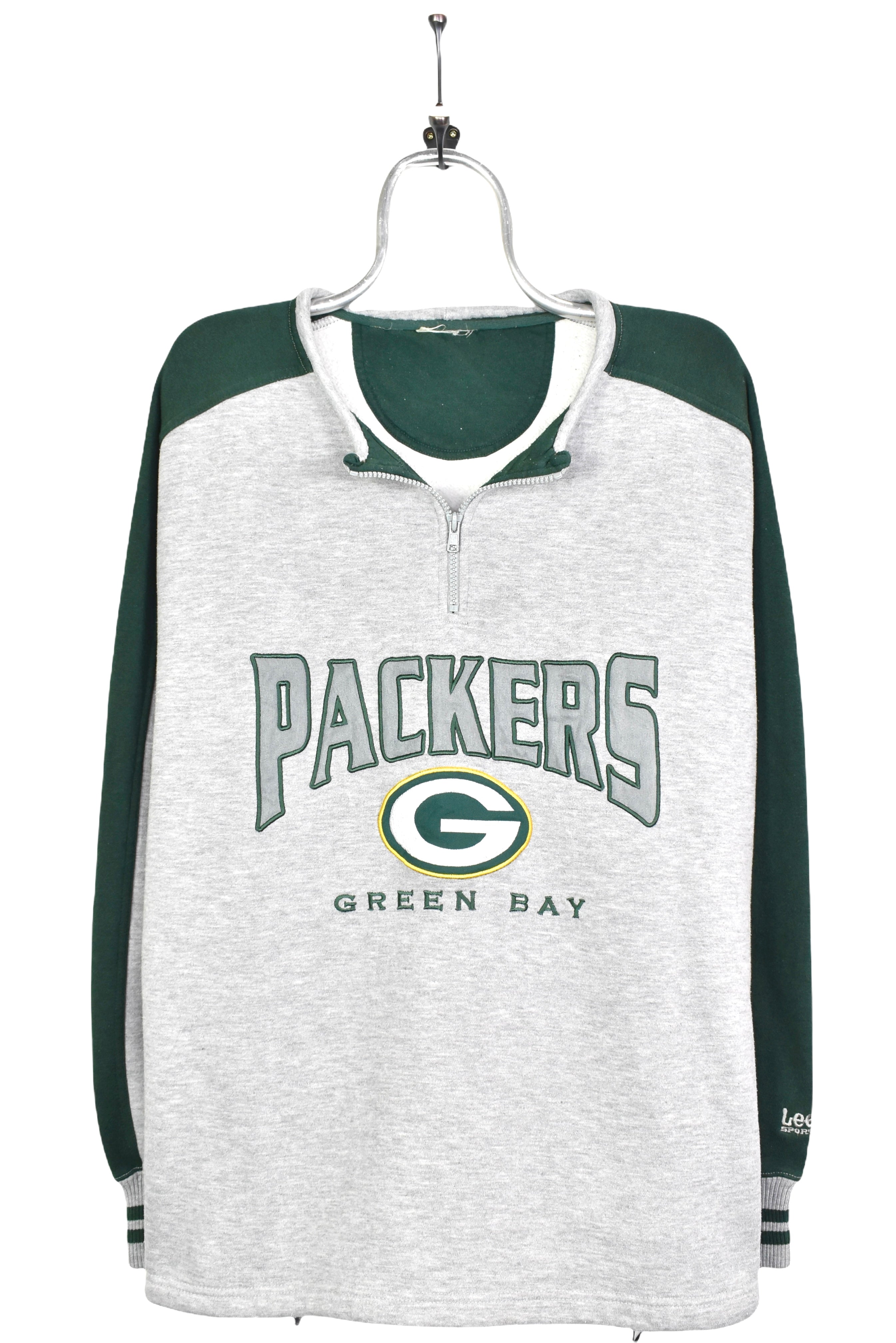 Vintage Green Bay Packers sweatshirt, NFL 1/4 zip embroidered sweater - XL, grey PRO SPORT