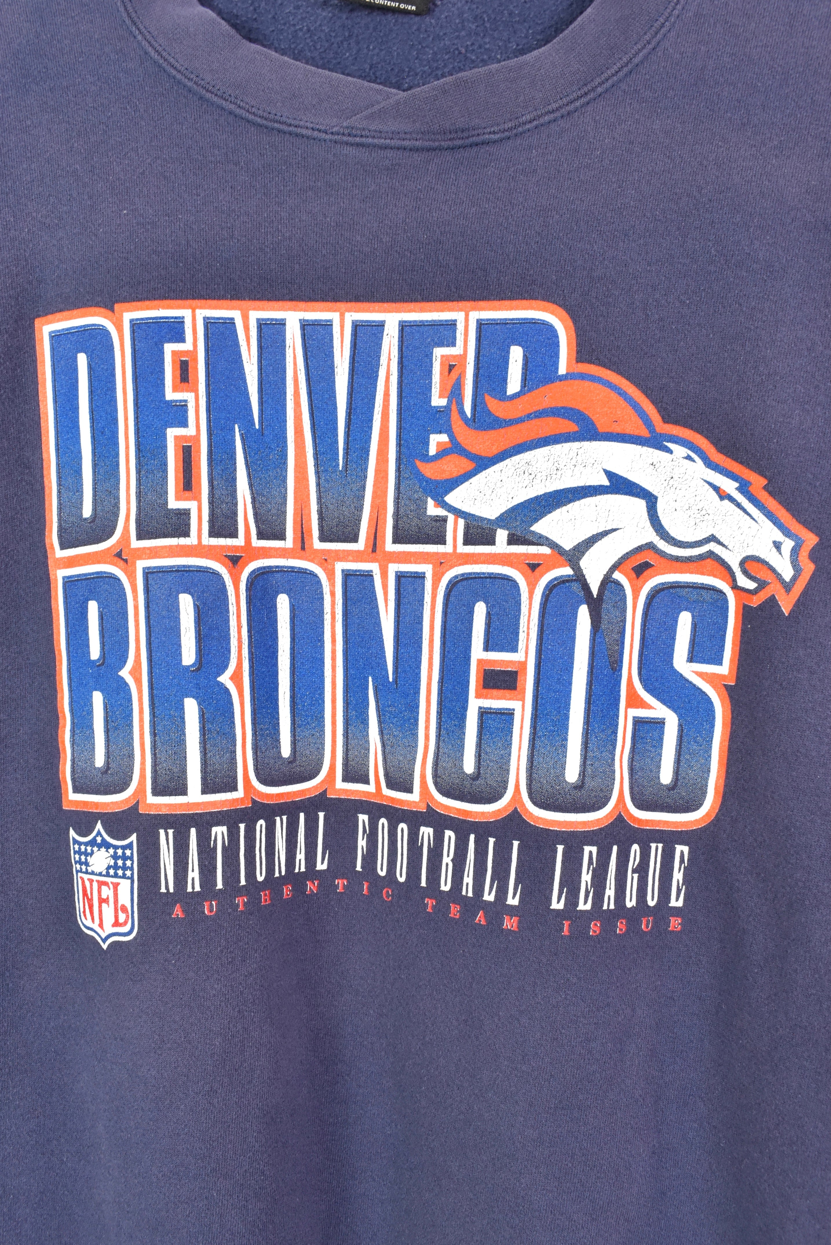 Vintage Denver Broncos sweatshirt, NFL navy blue graphic crewneck - XXL PRO SPORT