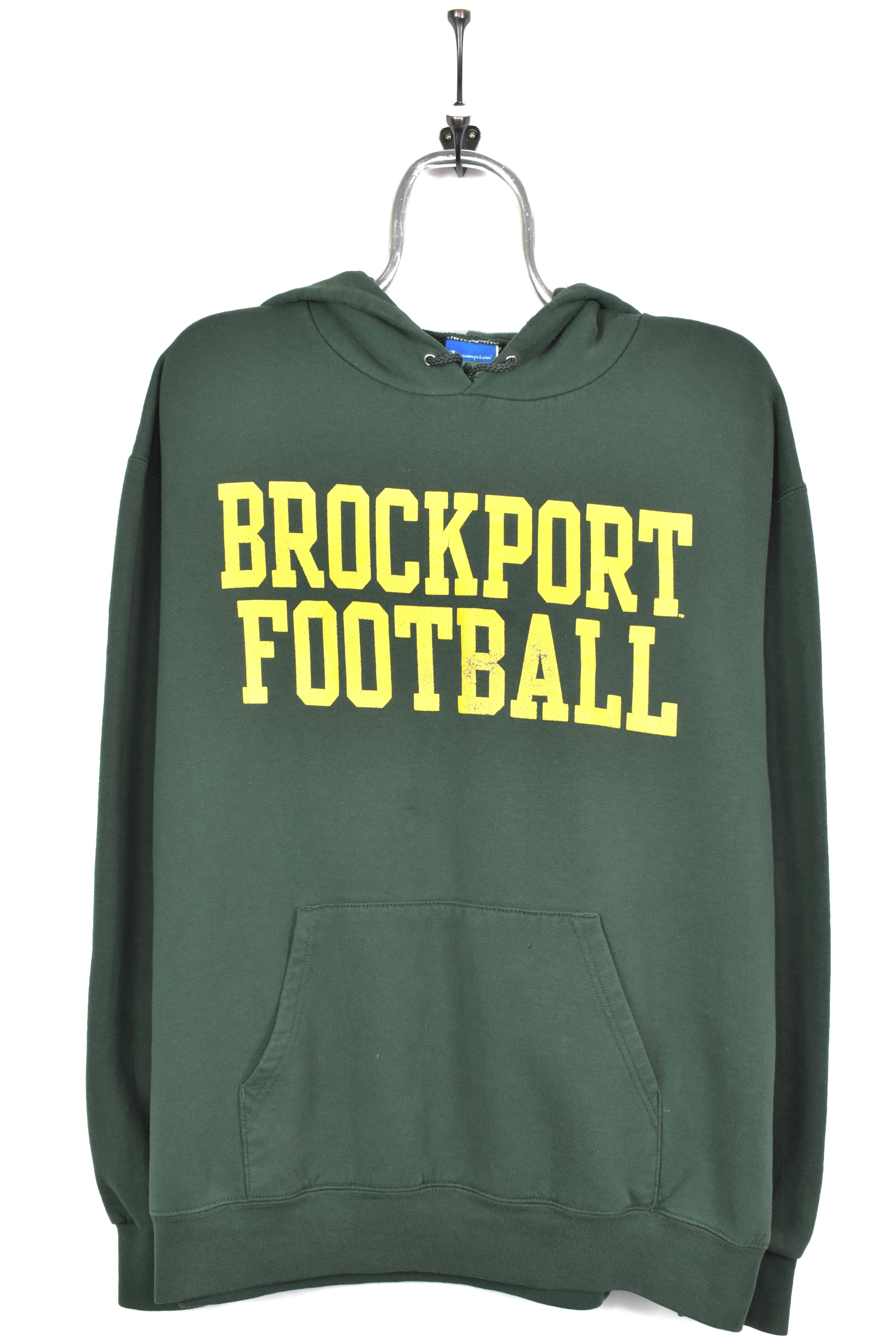 Vintage Brockport Football hoodie, pullover New York University sweatshirt - large, green COLLEGE