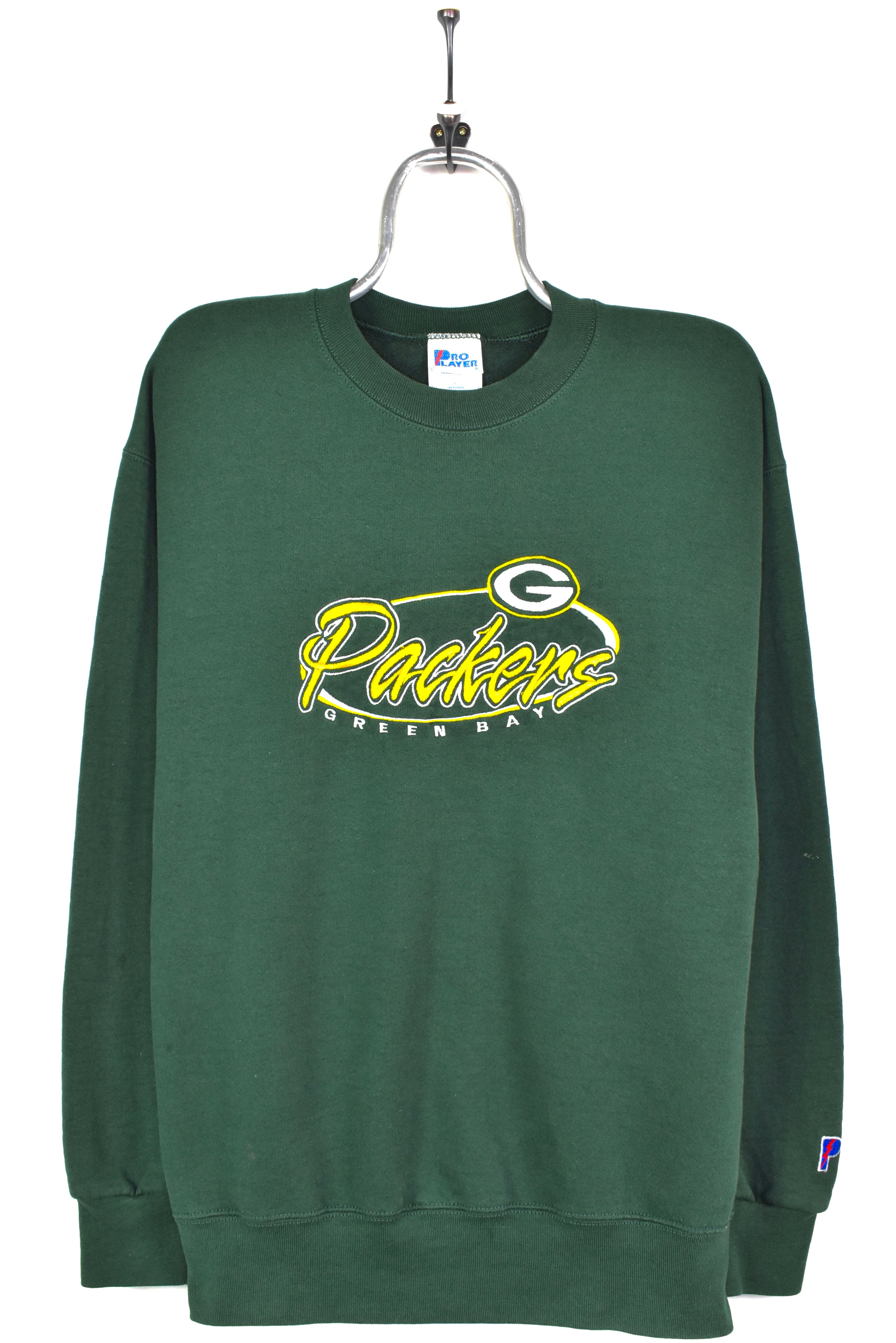 VINTAGE NFL GREEN BAY PACKERS EMBROIDERED GREEN SWEATSHIRT | LARGE PRO SPORT