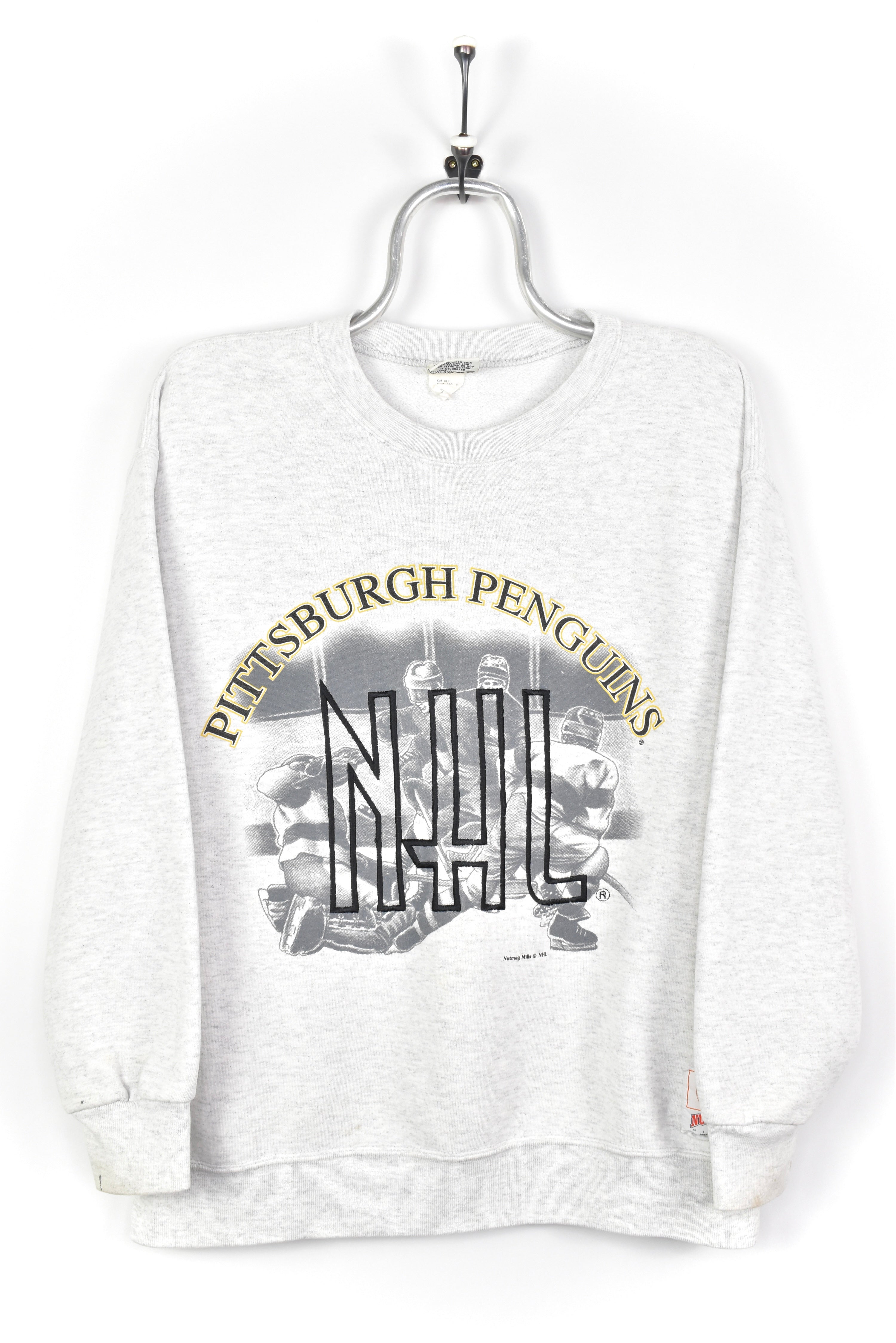 VINTAGE NHL PITTSBURGH PENGUINS GREY SWEATSHIRT | LARGE PRO SPORT