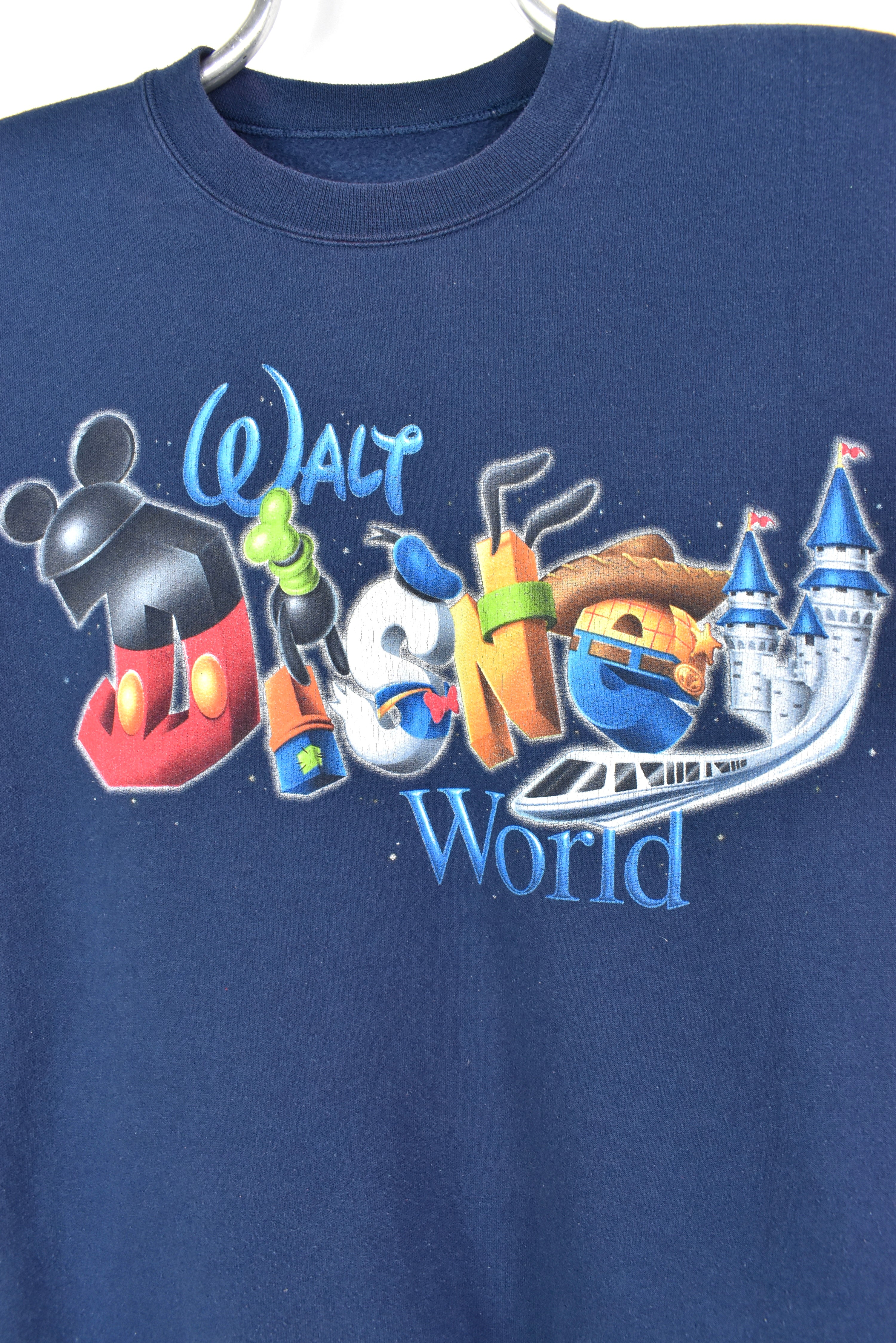 VINTAGE DISNEY WORLD NAVY SWEATSHIRT | SMALL DISNEY / CARTOON