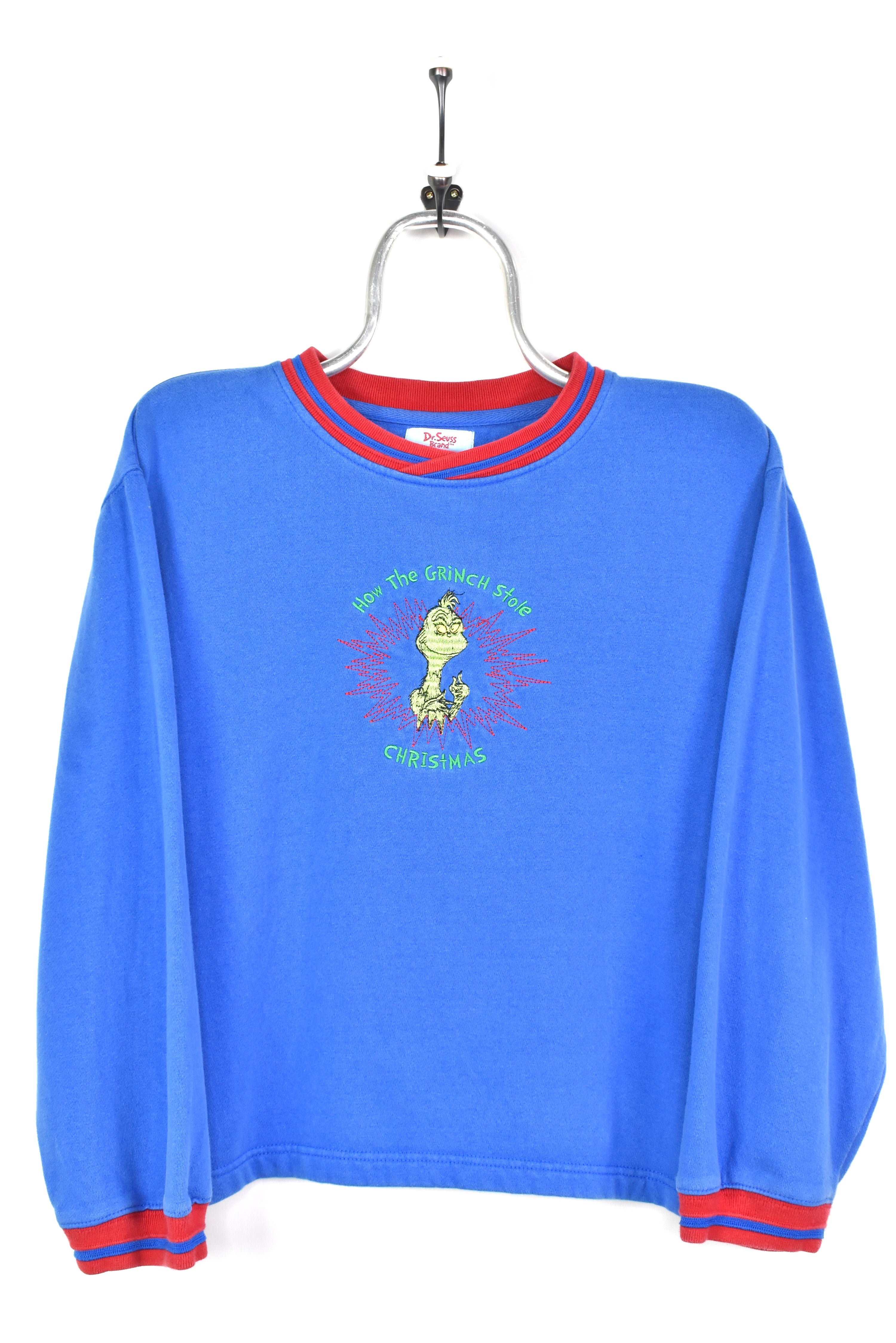 VINTAGE WOMEN'S DR. SUESS THE GRINCH EMBROIDERED SWEATSHIRT | LARGE DISNEY / CARTOON