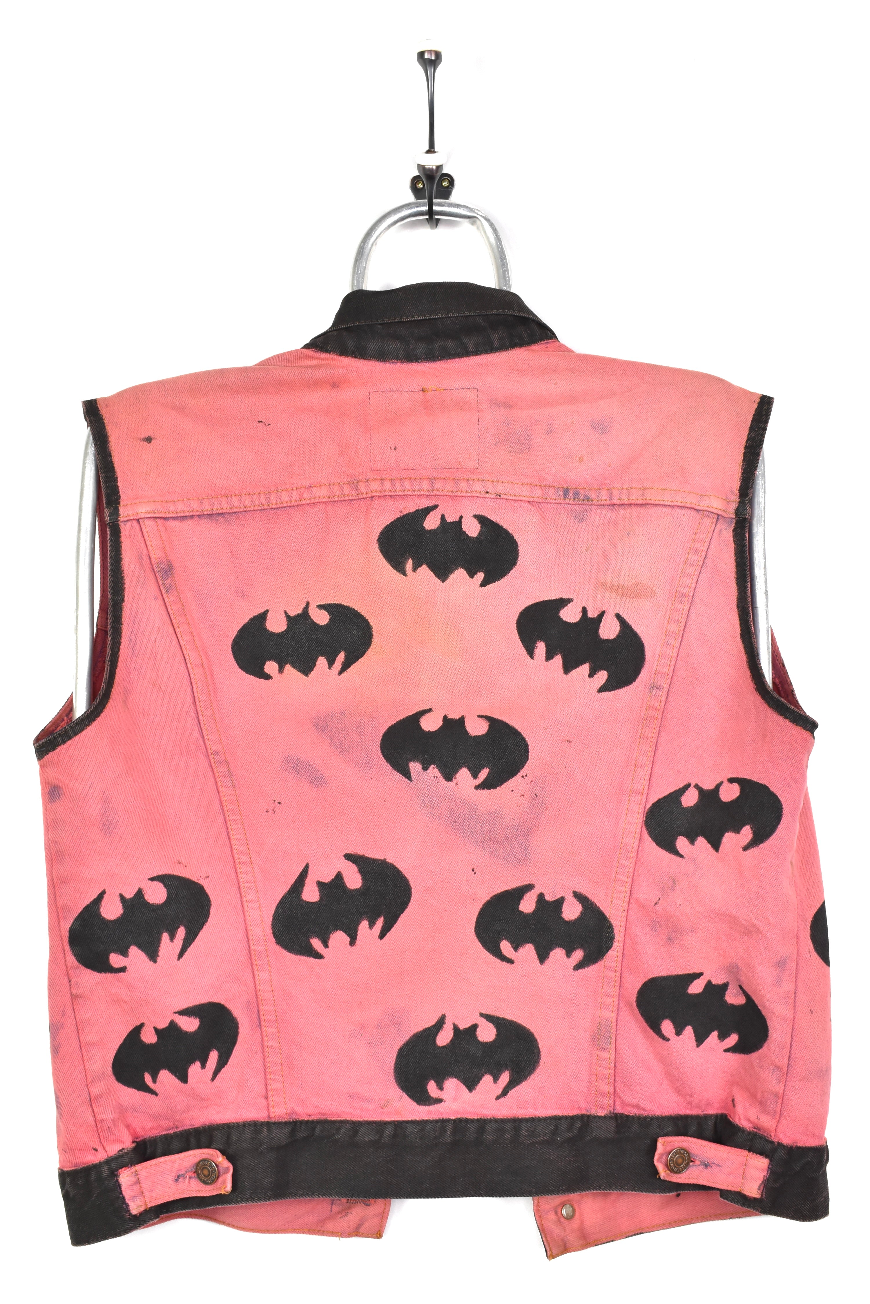 VINTAGE CUSTOM BATMAN LEVI'S RED DENIM JACKET | MEDIUM LEVIS