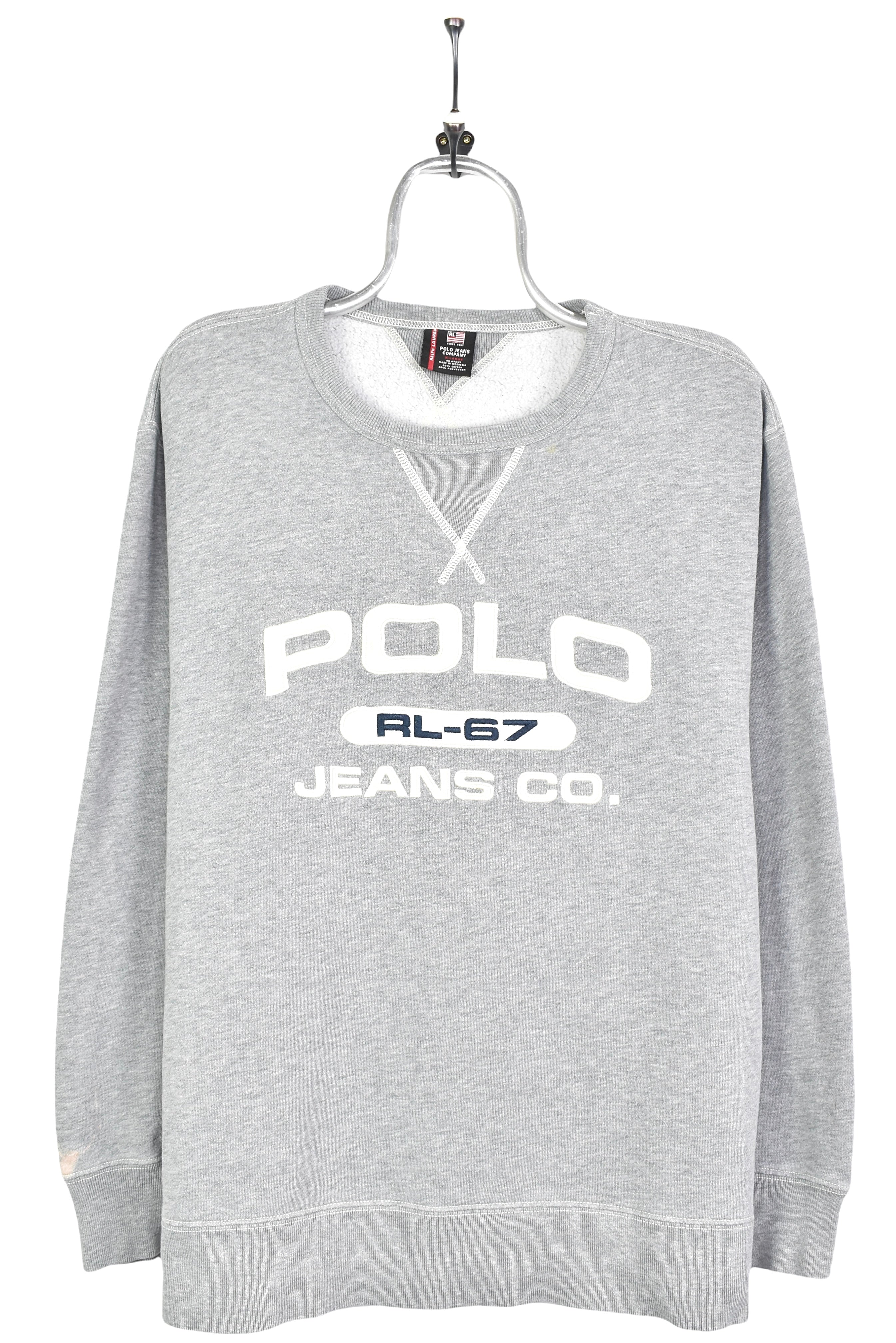 Vintage Ralph Lauren sweatshirt, grey embroidered Polo crewneck - AU XL RALPH LAUREN