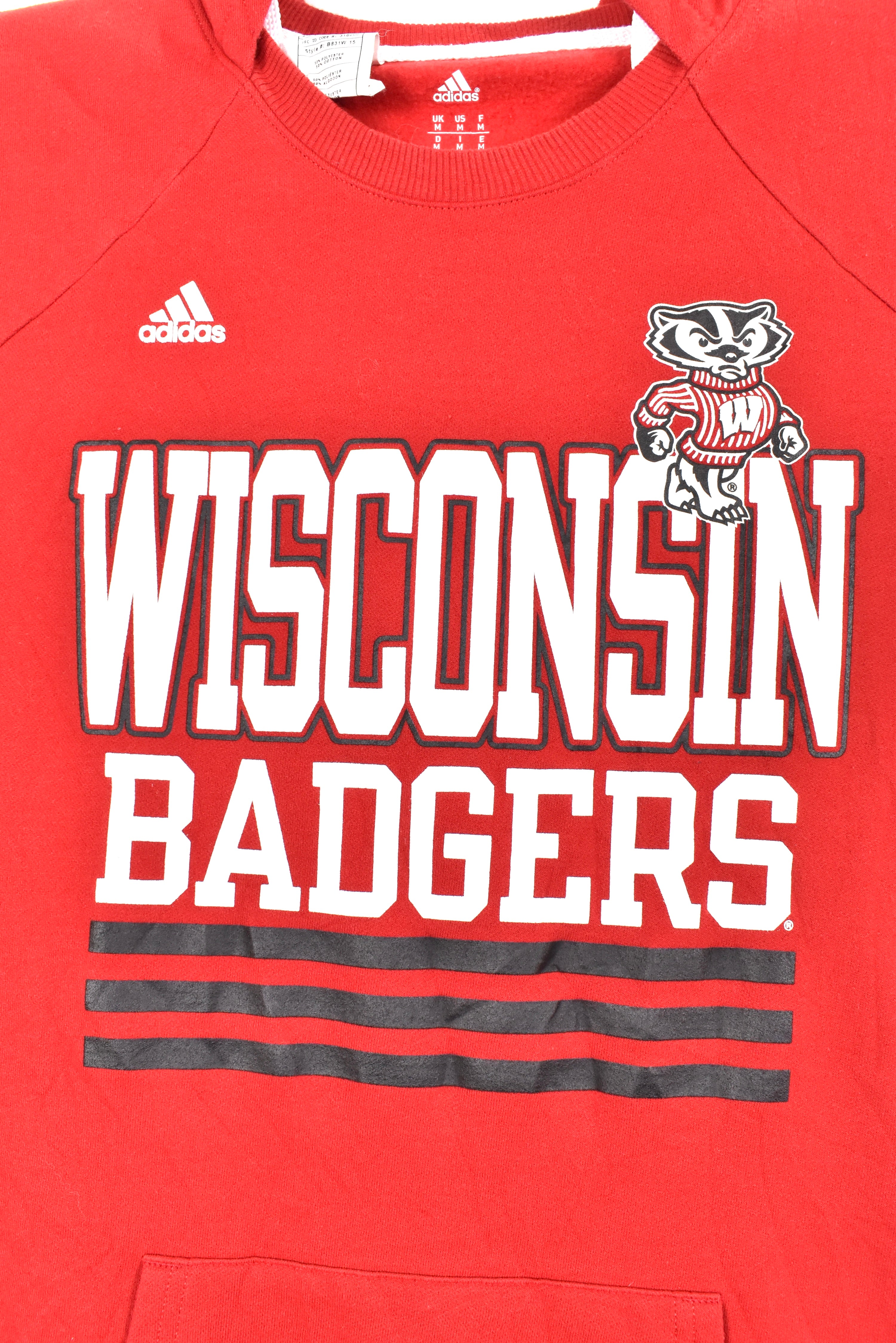 Women's modern University of Wisconsin hoodie, red graphic sweatshirt - AU M COLLEGE