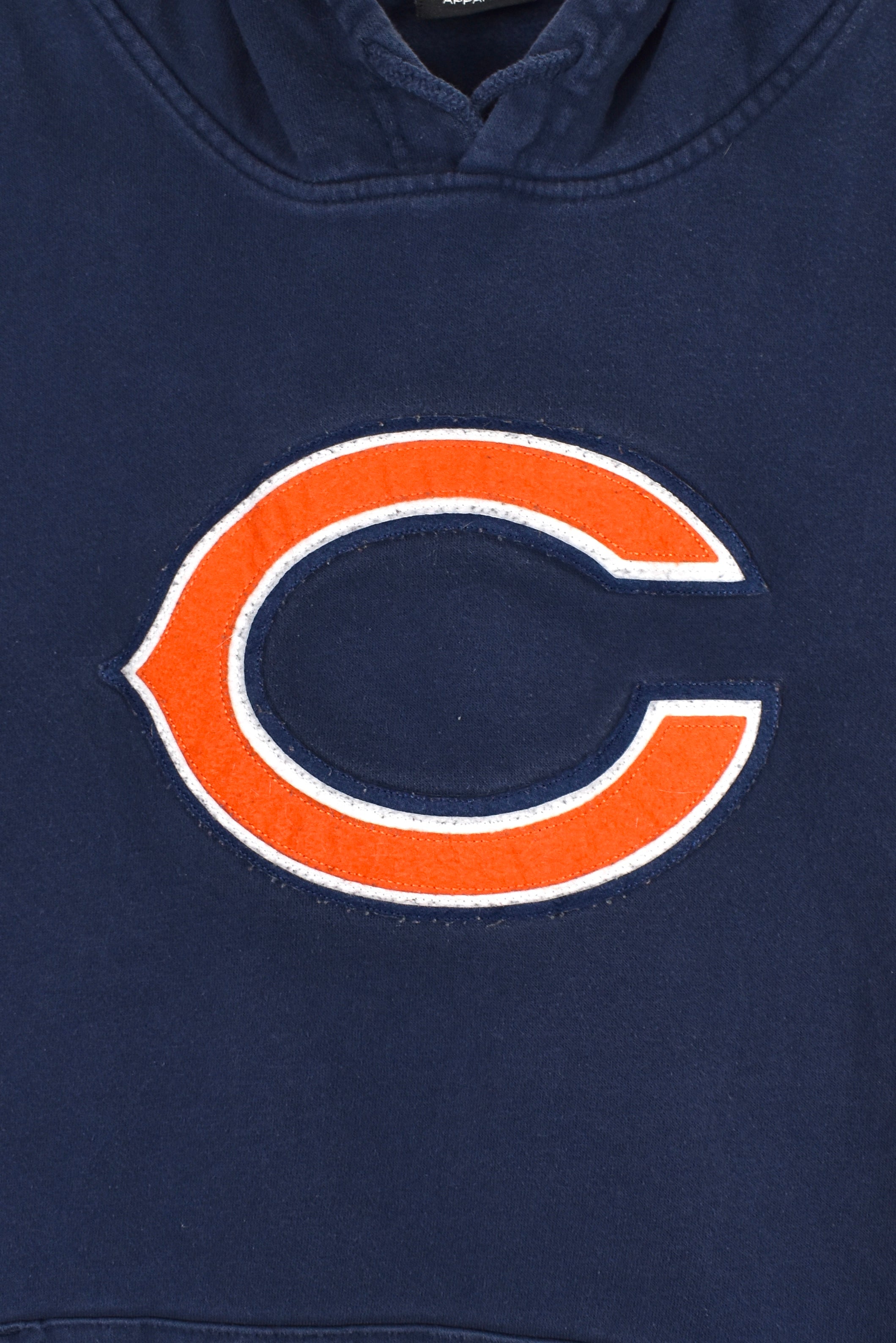 Vintage Chicago Bears hoodie (XL), navy NFL patch sweatshirt