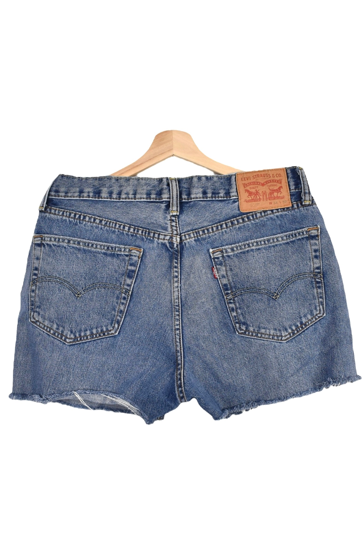 Women's vintage Levi's shorts (W34), blue rework denim jeans