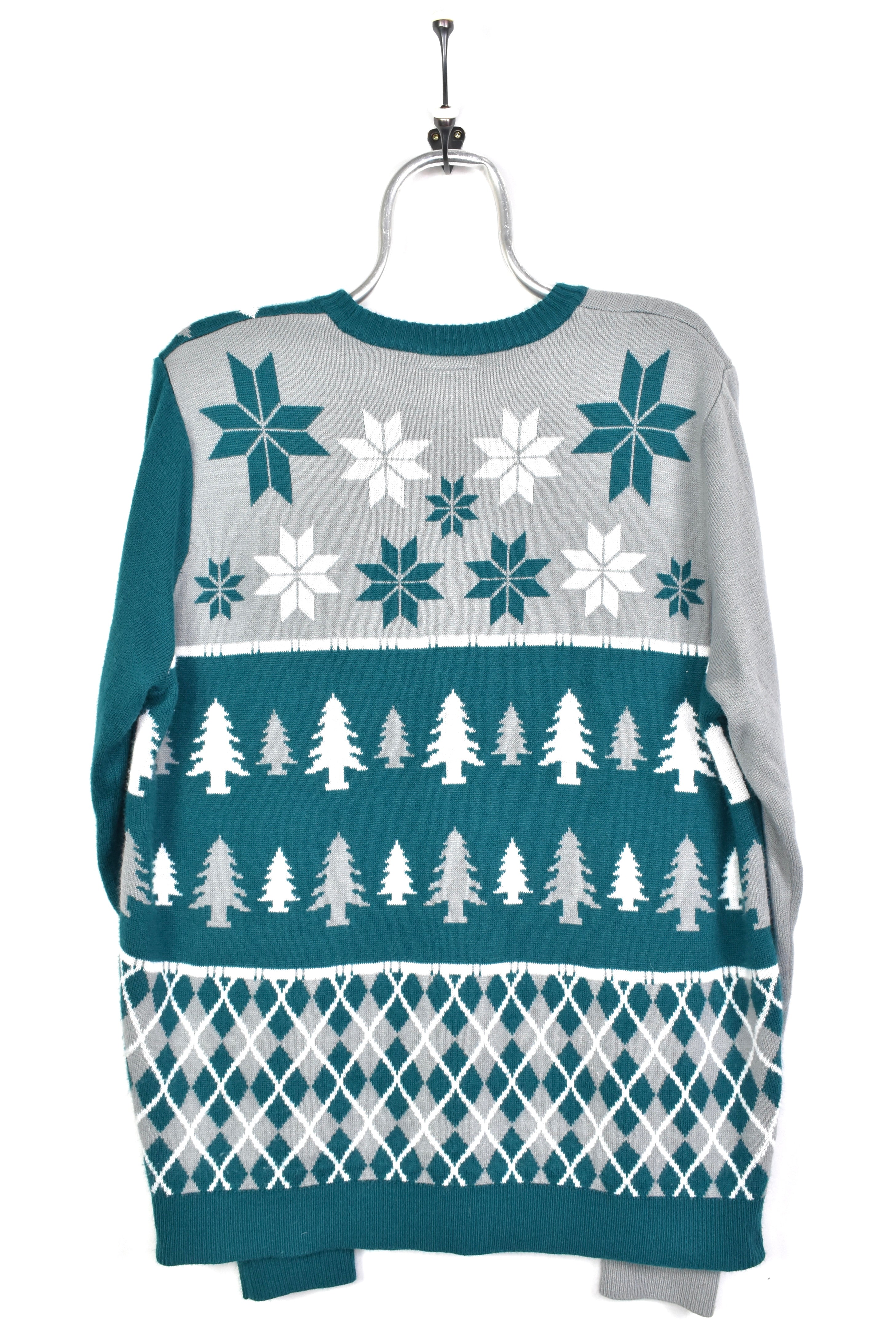Modern Philadelphia eagles sweatshirt, Christmas graphic knit crewneck  - large, green PRO SPORT
