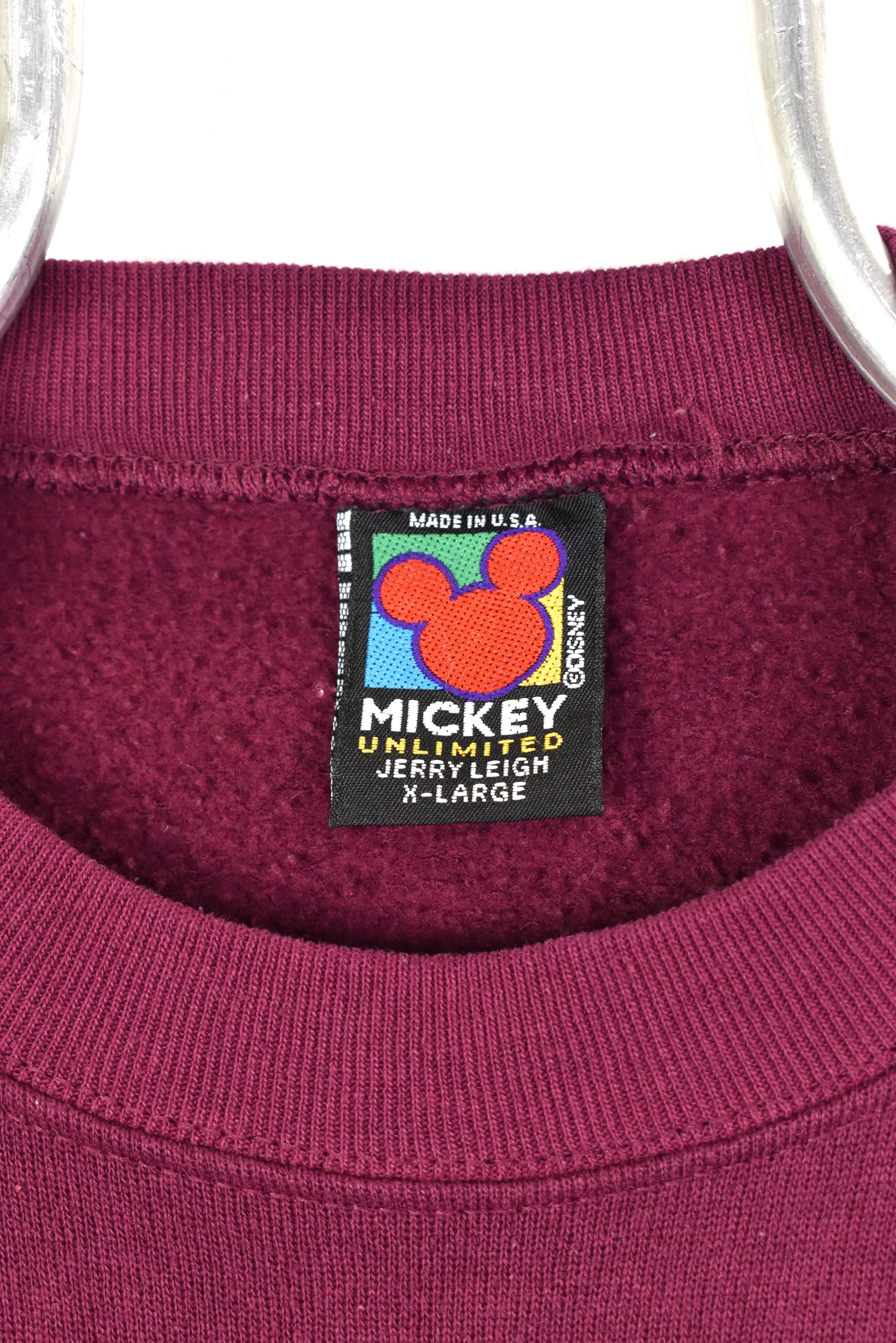 Vintage Disney sweatshirt, Mickey Mouse graphic crewneck - large, burgundy DISNEY / CARTOON