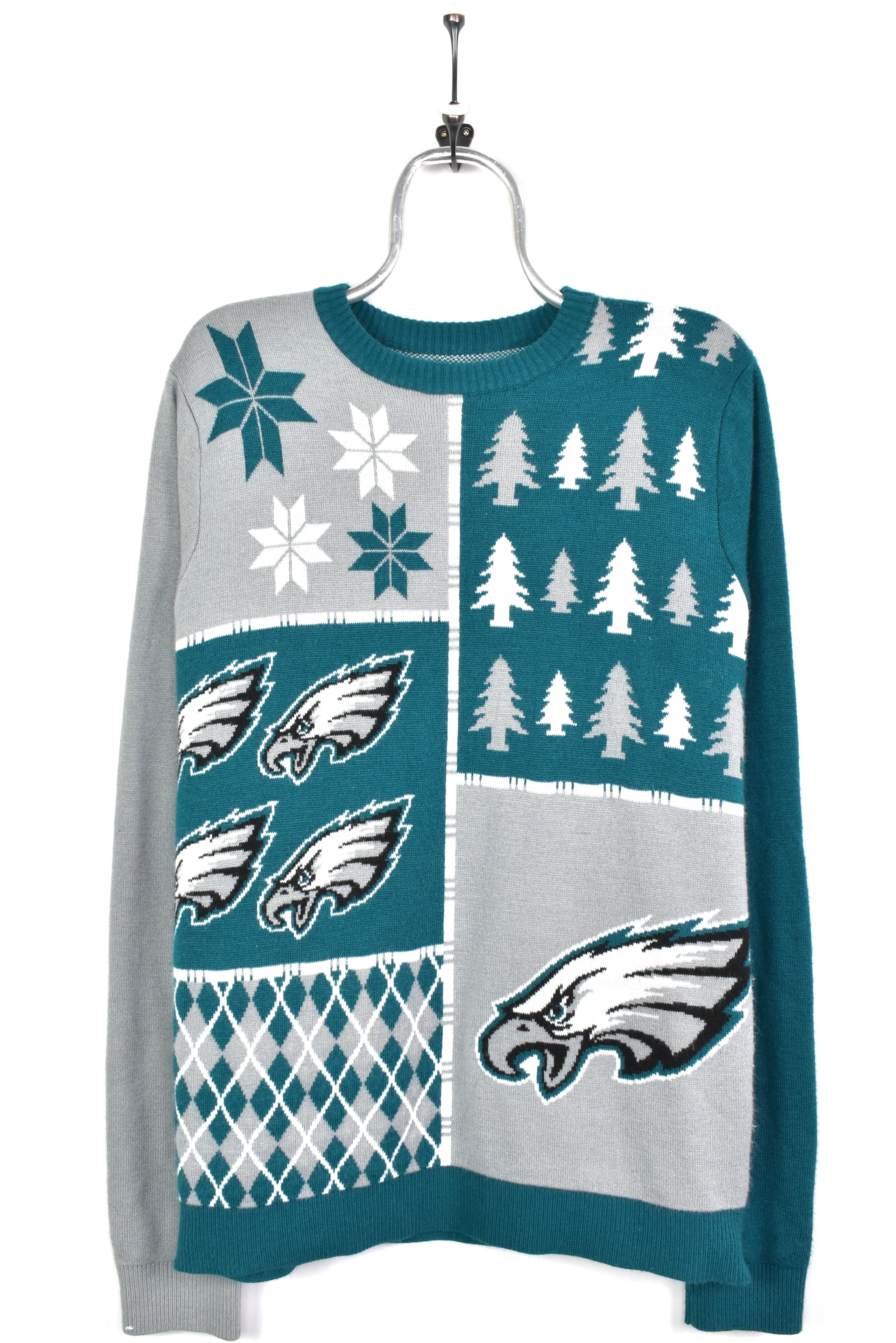 Modern Philadelphia eagles sweatshirt, Christmas graphic knit crewneck  - large, green PRO SPORT