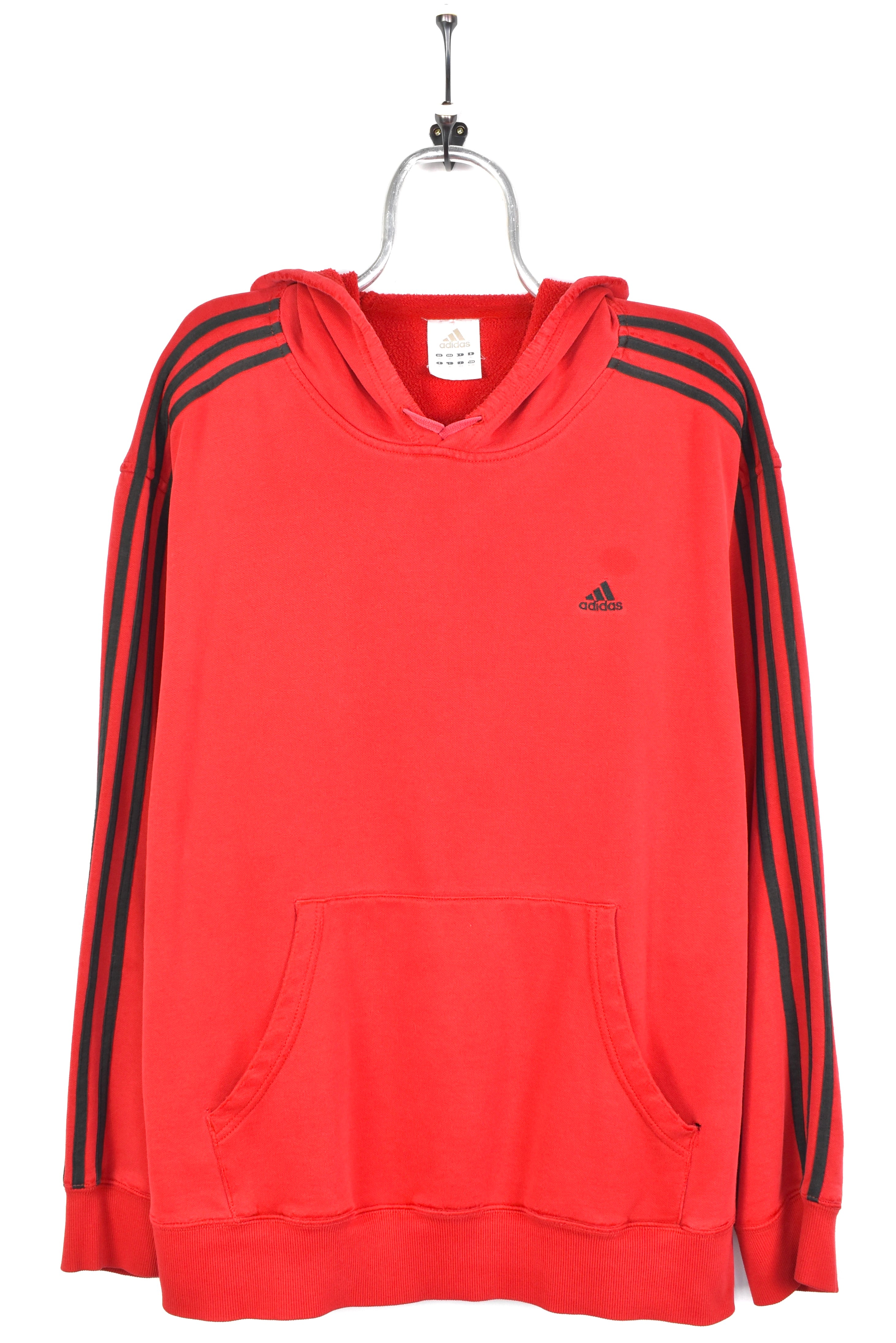 VINTAGE ADIDAS EMBROIDERED RED HOODIE | XXL ADIDAS