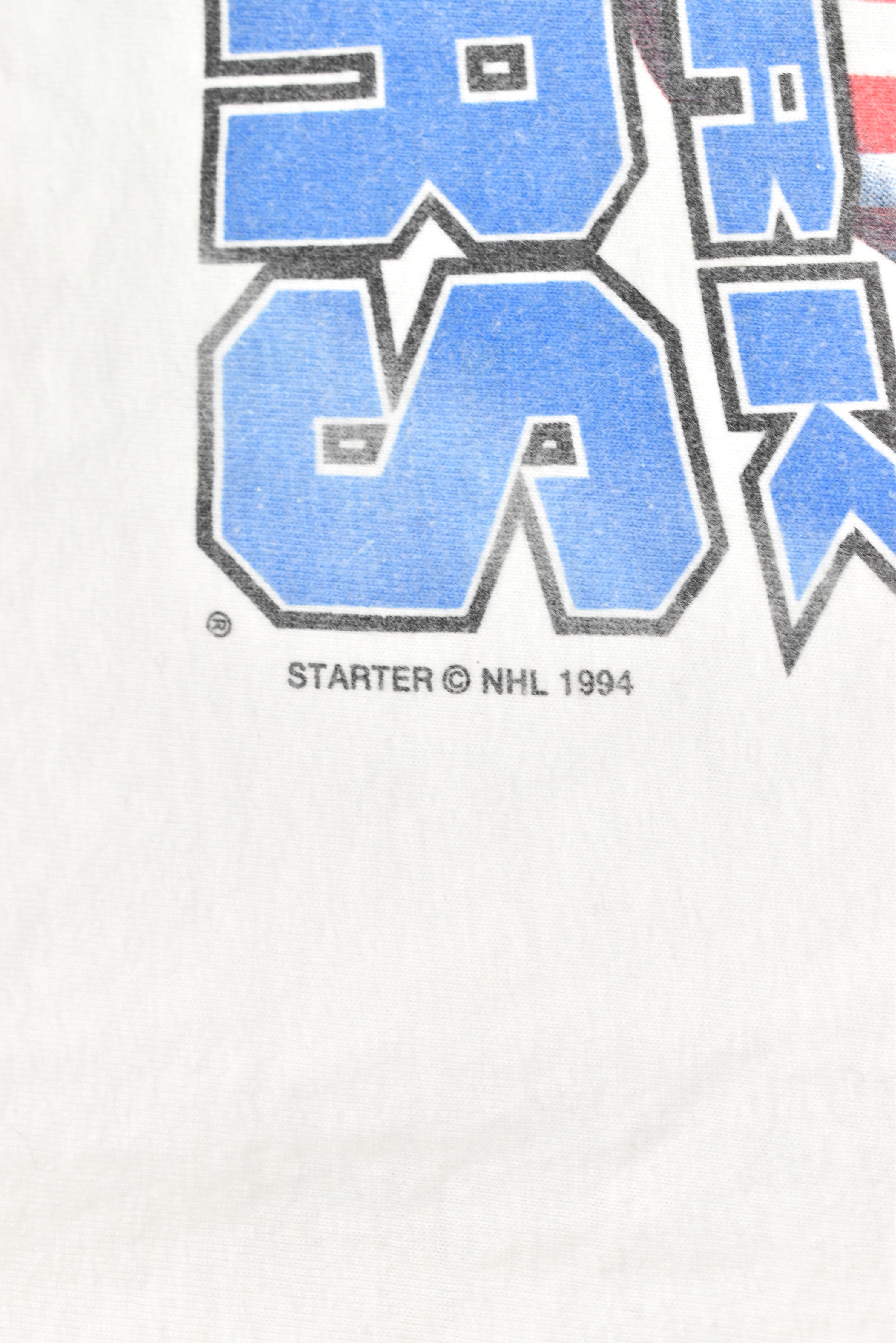 VINTAGE 1994 NHL NY RANGERS STANLEY CUP WHITE T-SHIRT | LARGE PRO SPORT