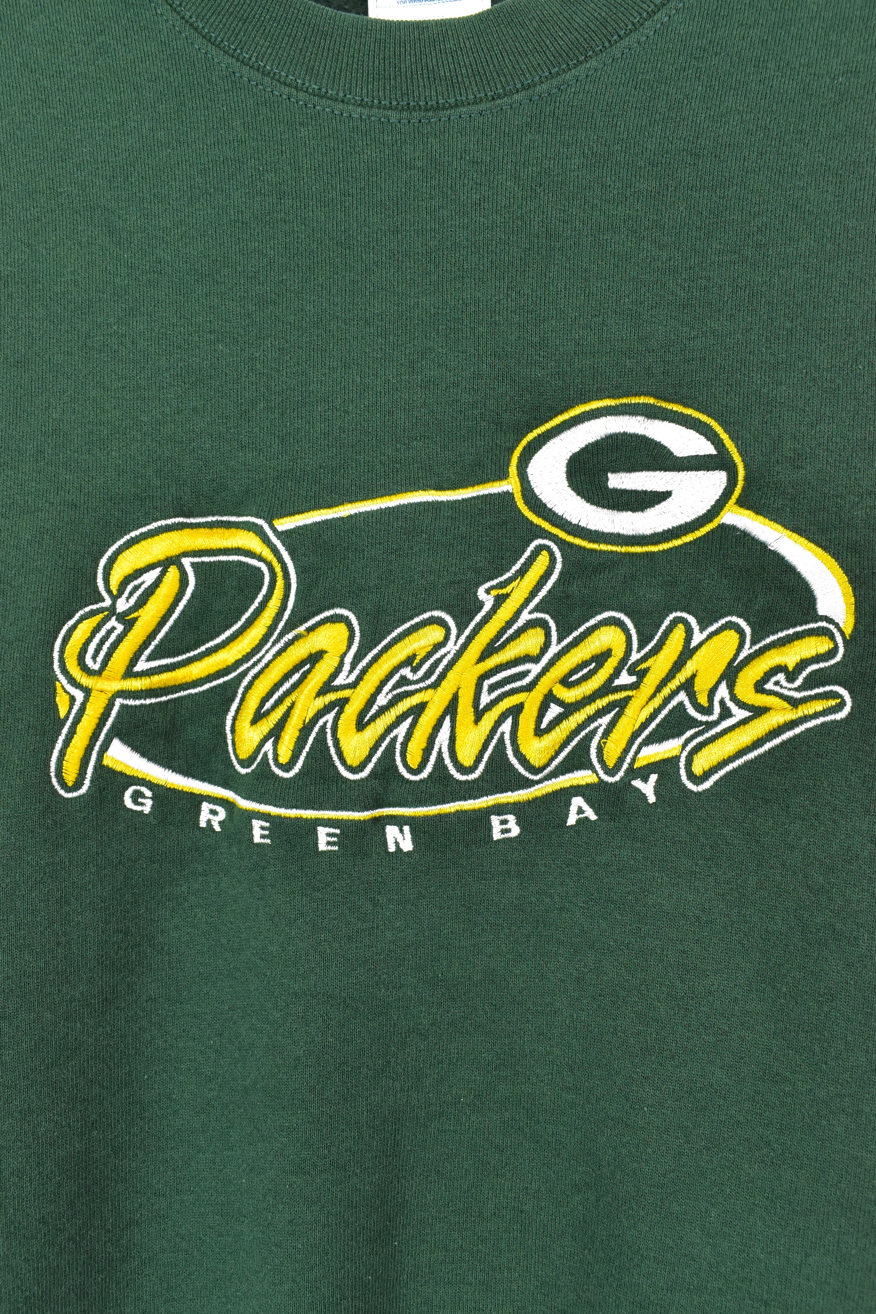 VINTAGE NFL GREEN BAY PACKERS EMBROIDERED GREEN SWEATSHIRT | LARGE PRO SPORT