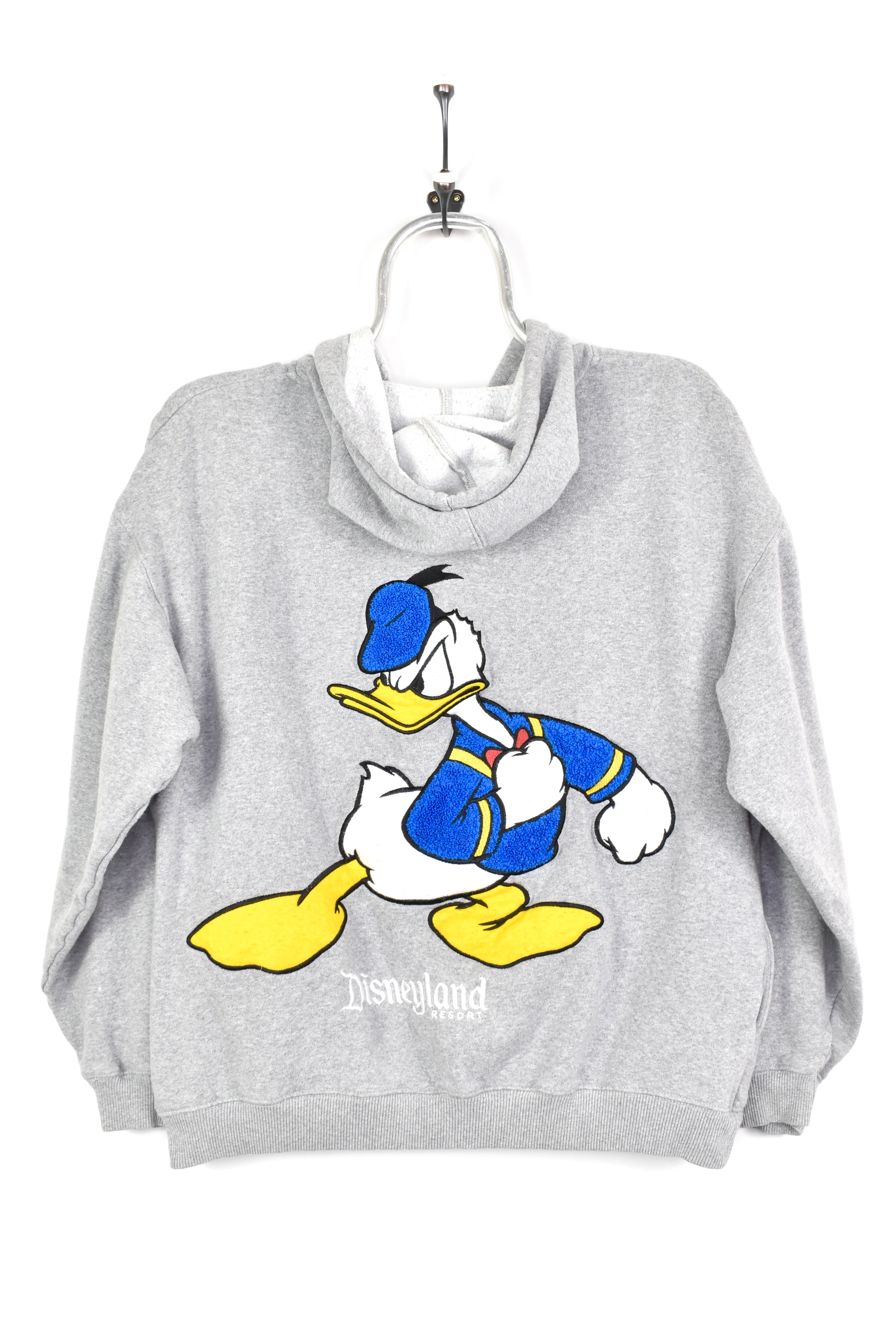 VINTAGE DISNEY DONALD DUCK EMBROIDERED GREY HOODIE | MEDIUM DISNEY / CARTOON
