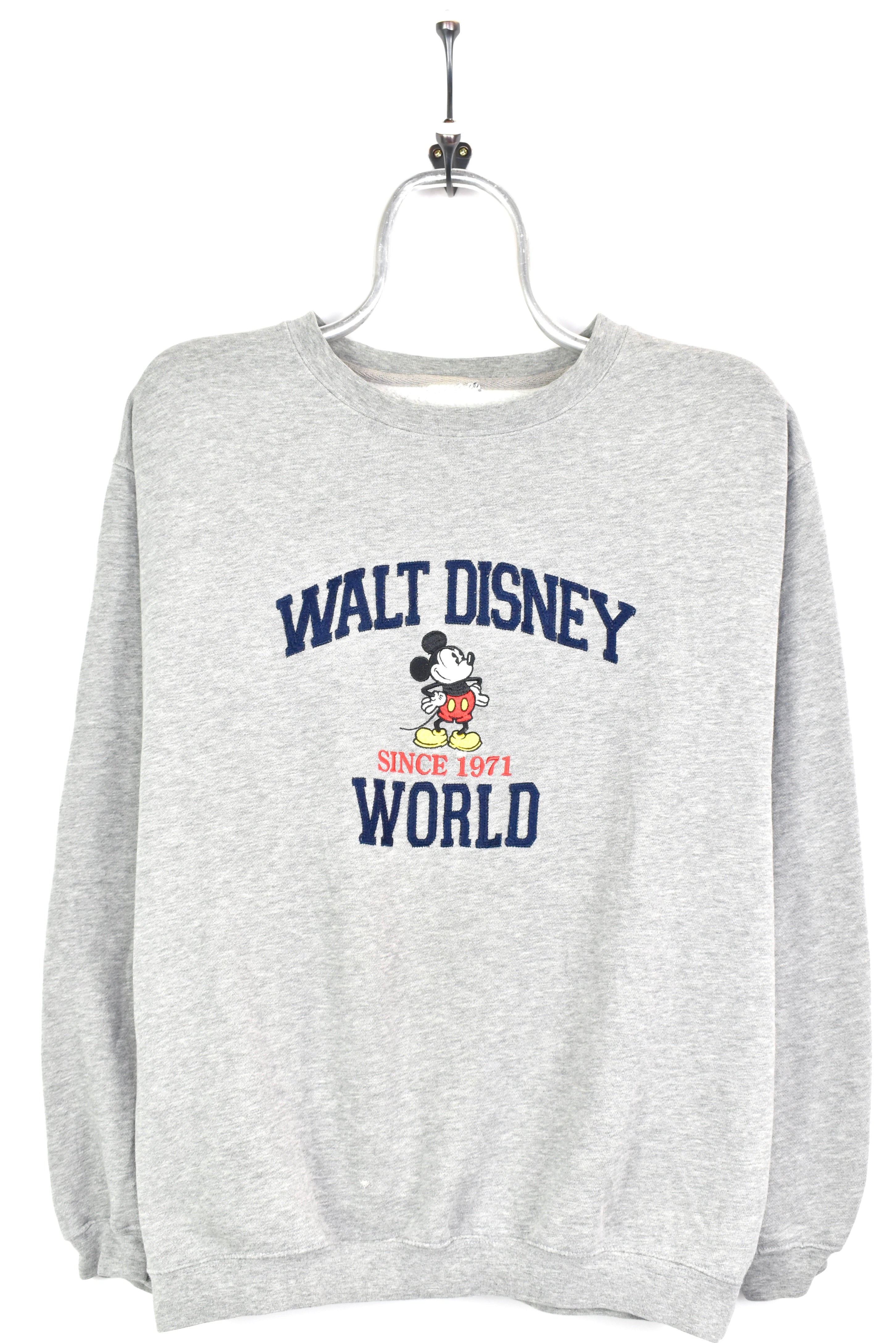 VINTAGE DISNEY MICKEY MOUSE EMBROIDERED GREY SWEATSHIRT | LARGE DISNEY / CARTOON