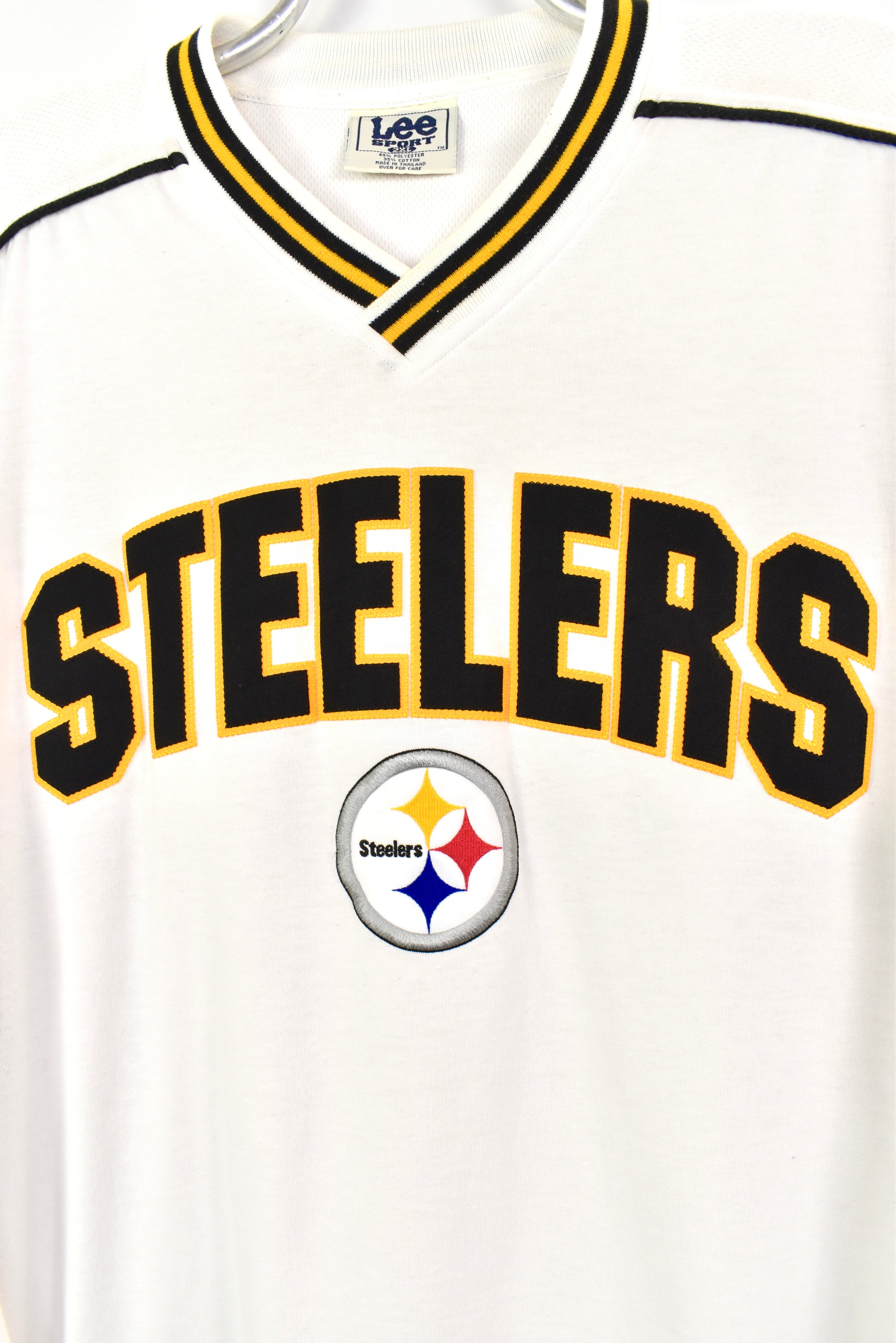 VINTAGE NFL PITTSBURGH STEELERS EMBROIDERED WHITE SWEATSHIRT | XXL PRO SPORT