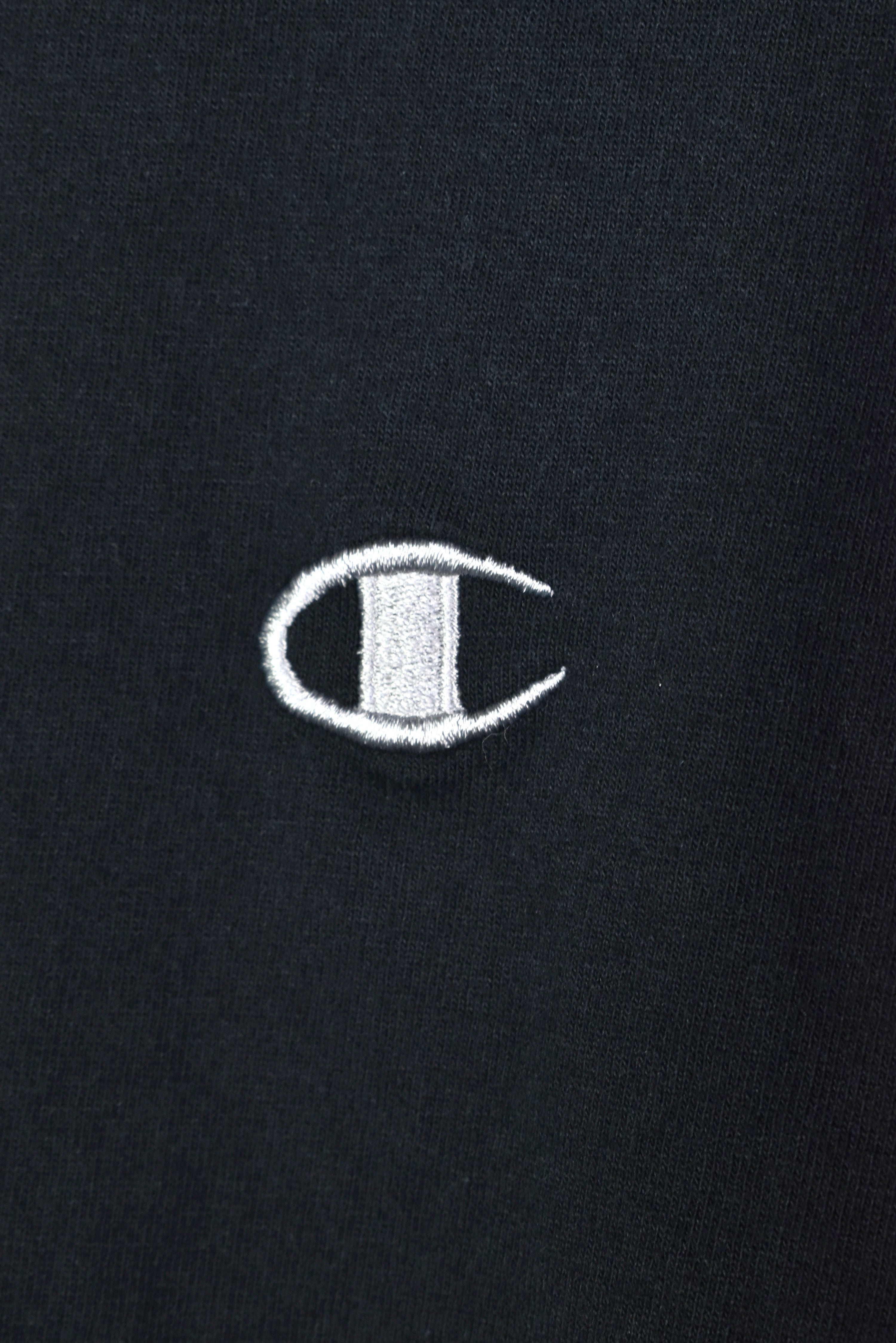 VINTAGE CHAMPION BLACK EMBROIDERED T-SHIRT | XXL CHAMPION