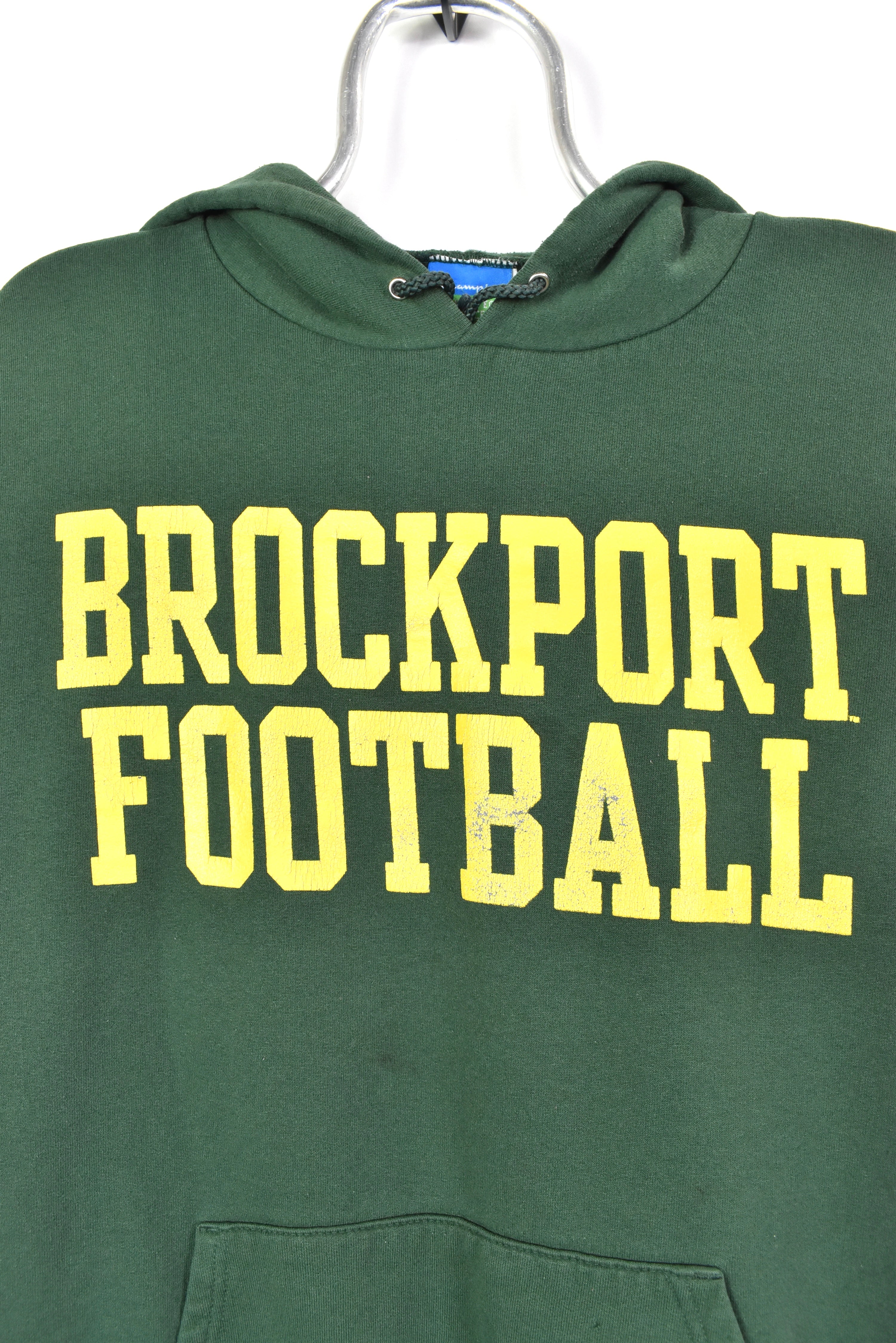 Vintage Brockport Football hoodie, pullover New York University sweatshirt - large, green COLLEGE