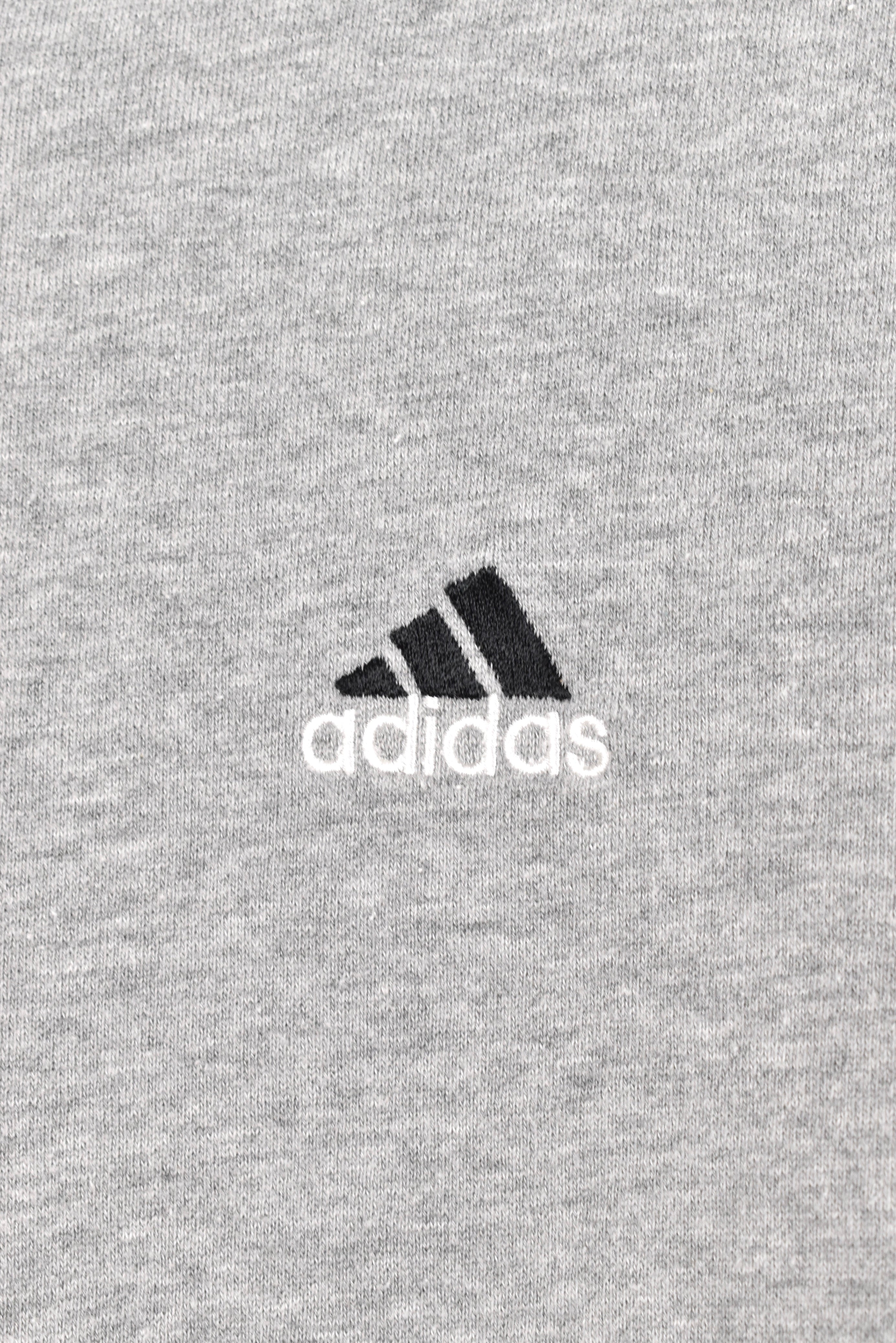 Vintage Adidas hoodie, grey embroidered sweatshirt - AU XL ADIDAS
