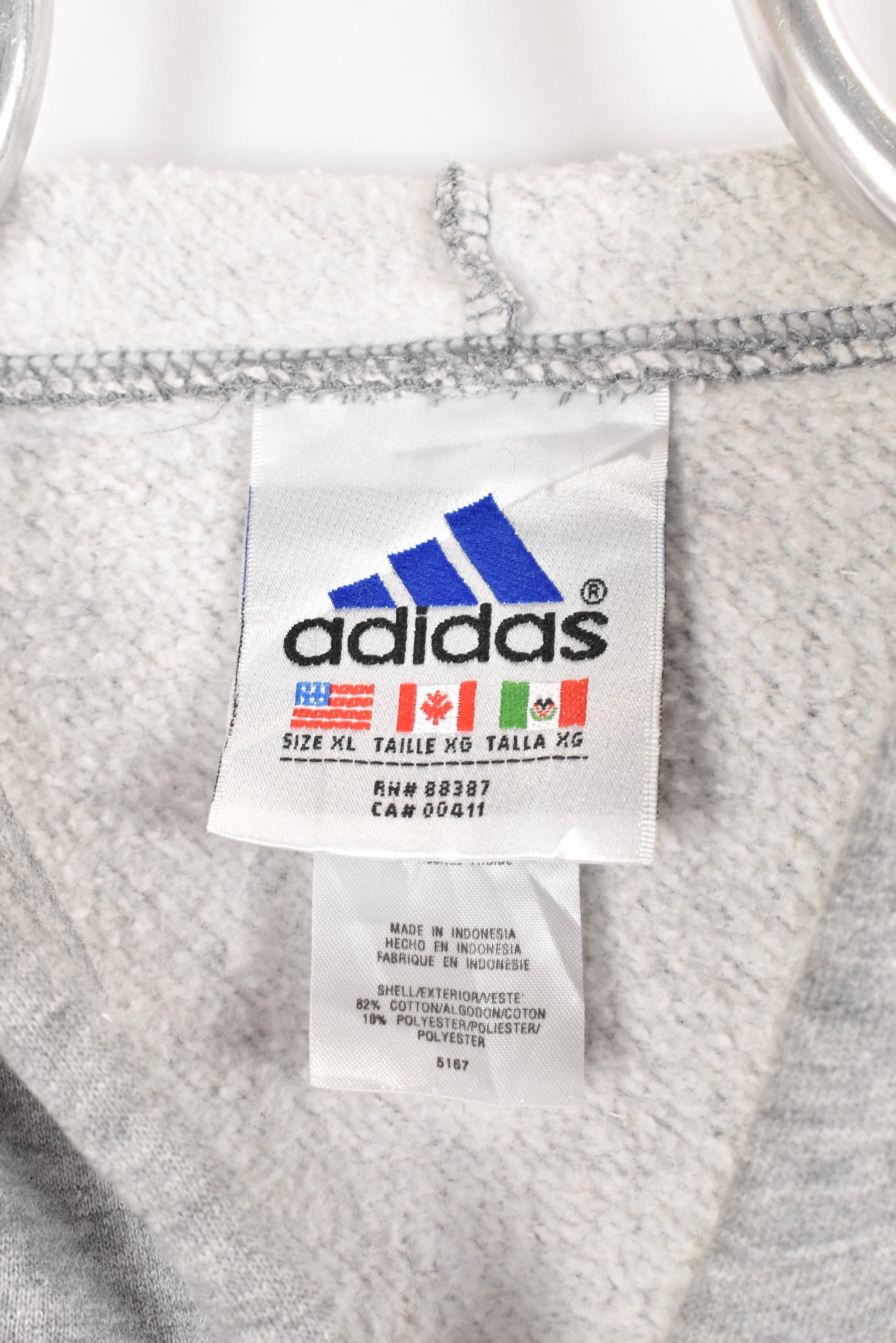 Vintage Adidas hoodie, grey embroidered sweatshirt - AU XL ADIDAS