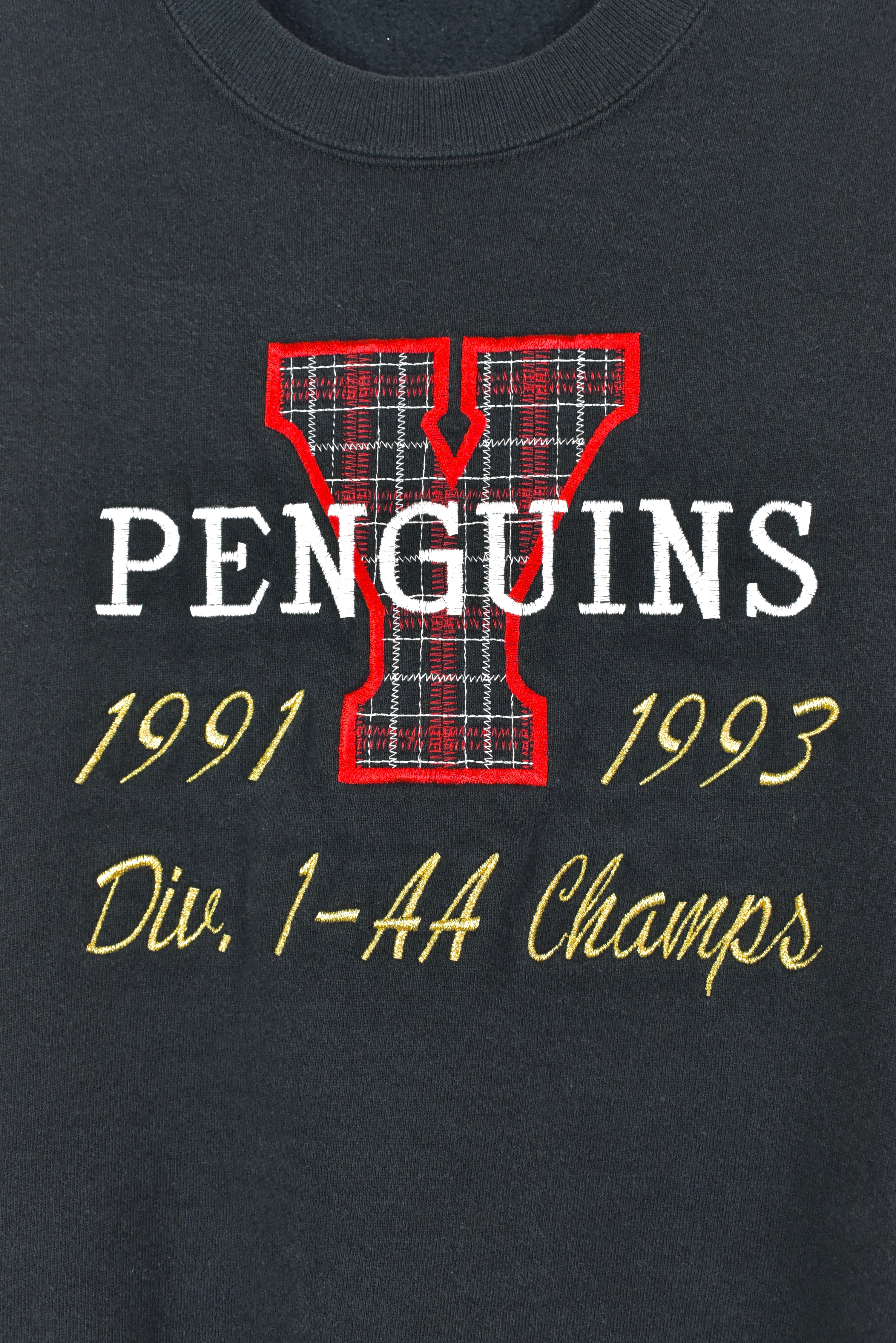 VINTAGE NHL PITTSBURGH PENGUINS EMBROIDERED BLACK SWEATSHIRT | XL PRO SPORT