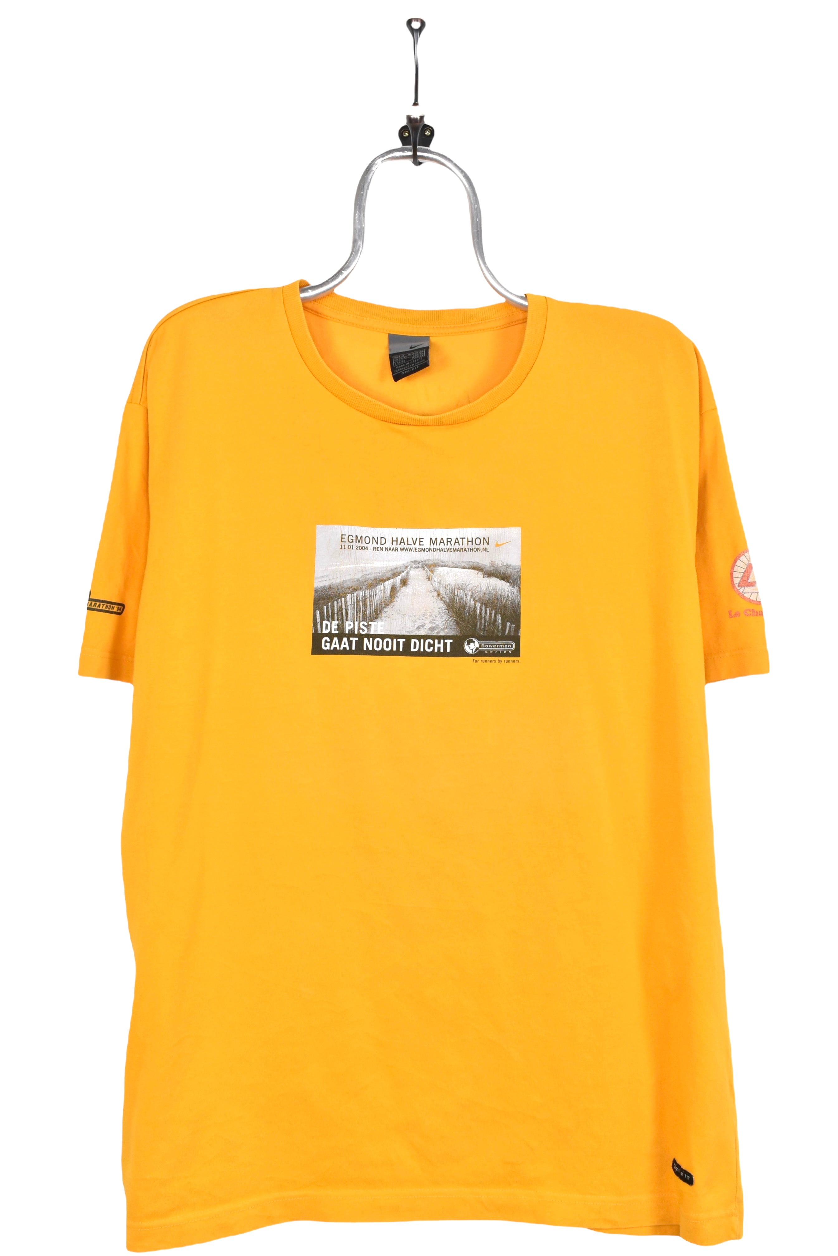 Vintage Nike shirt, Egmond marathon yellow graphic tee - AU XL NIKE